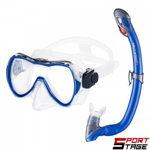 Комплект Маска и Шнорхел AQUA SPEED Snorkeling Set Enzo-Samo Junior 11
