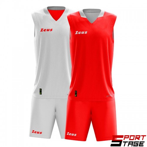Детски Двулицев Баскетболен Екип ZEUS Kit Doblo Bianco/Rosso