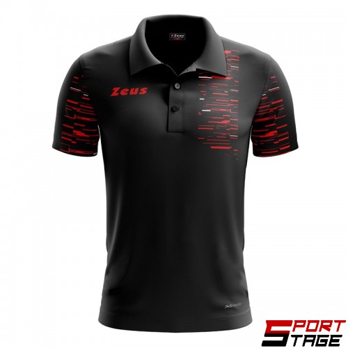 Мъжка Тениска ZEUS Polo Glitch Nero/Rosso