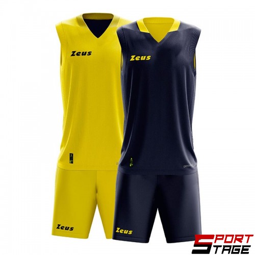 Детски Двулицев Баскетболен Екип ZEUS Kit Doblo Giallo/Blu