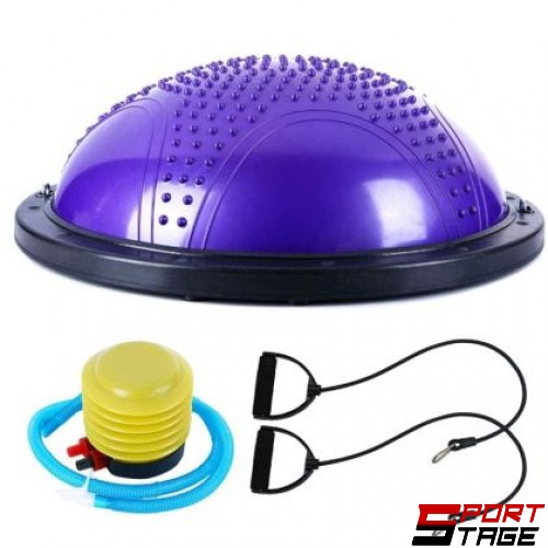 Полутопка за баланс BOSU BALL, 58.5 см, С твърда основа и ластици, Лилав /31067101/
