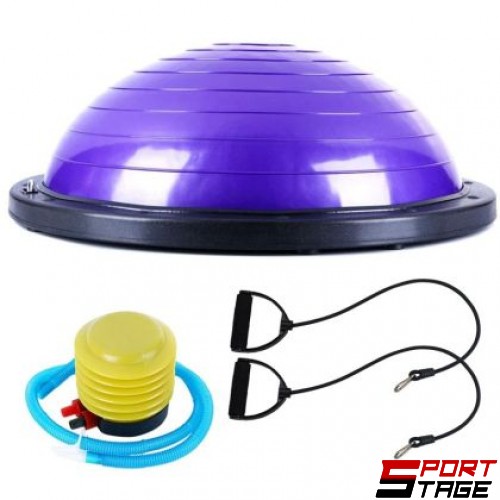 Полутопка за баланс BOSU BALL, 58.5 см, С твърда основа и ластици, Лилав /31067001/